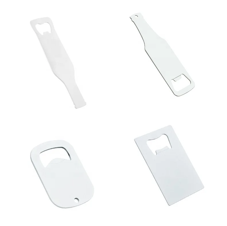 Personalized stainless steel sublimation card style bottle opener, white and silver