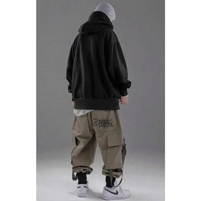 Custom Double Neckline Heavyweight Cotton Pullover Hoodie Japanese High Street Techwear Oversized Hip Hop Harajuku Punk Hoodies