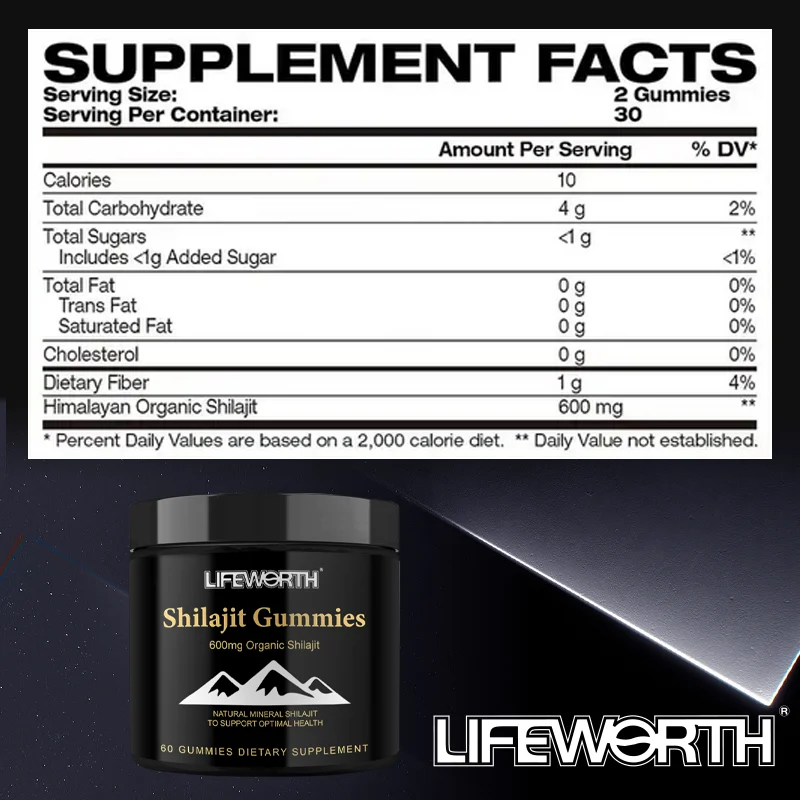 Lifeworth private label Shilajit Gummy Fulvic Acid Shilajit Resin Pure Himalayan Shilajit Shilajeet Salajit