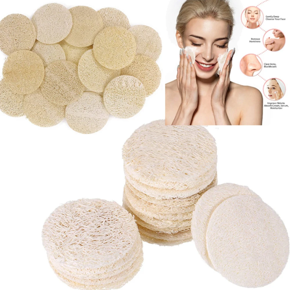 Natural Biodegradable Sponge Loofah Makeup Exfoliating Facial Pad Reusable Face Cleaning Scrubbers Sponge