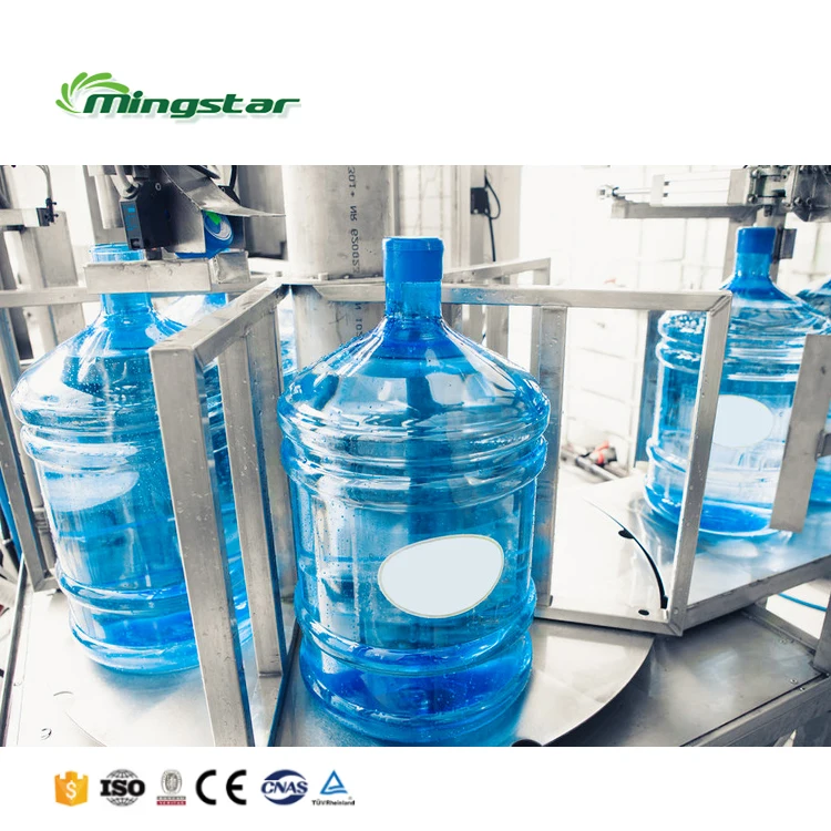 Automatic 5 gallon 20 liter 18.9 liter polycarbonate PC PET bottled water bottle washing filling and capping machine line