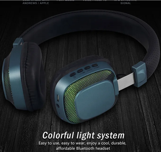 
Luminous Bluetooth Headphone Colorful Light Headset Music Call Wireless Earphones 