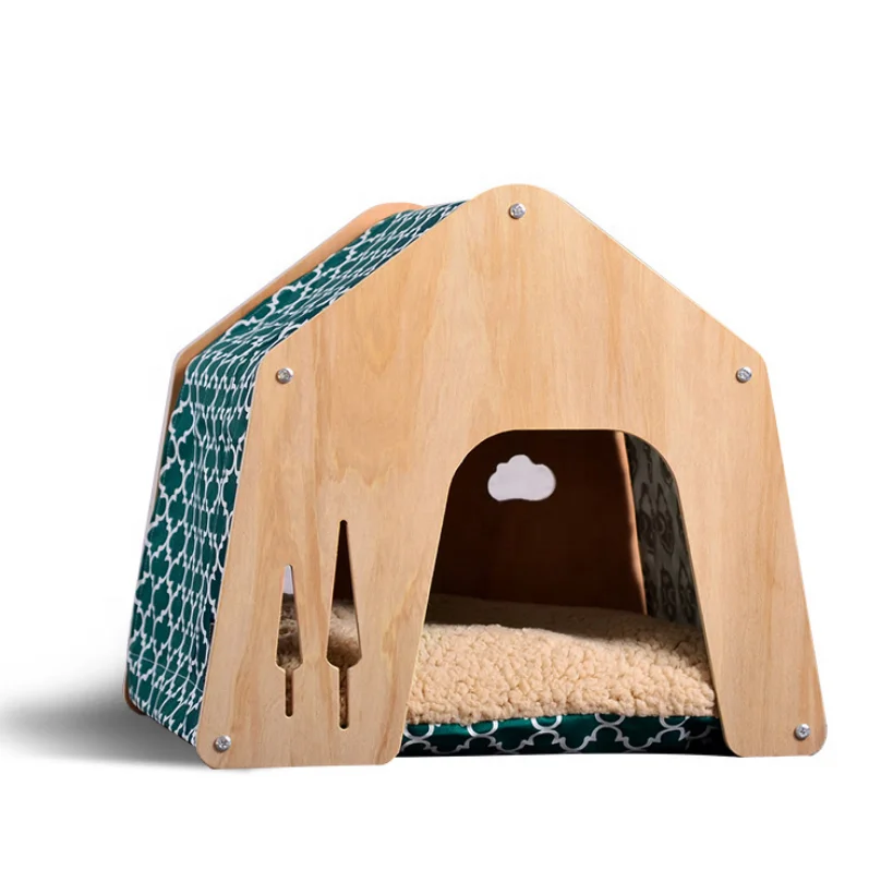 Eco Friendly Wood Pet House& Villa &Collapsible Pet Maternity Ward Bed & Kennel&Hovel&Cote Teepee Tent Dog&Cat&Rabbit