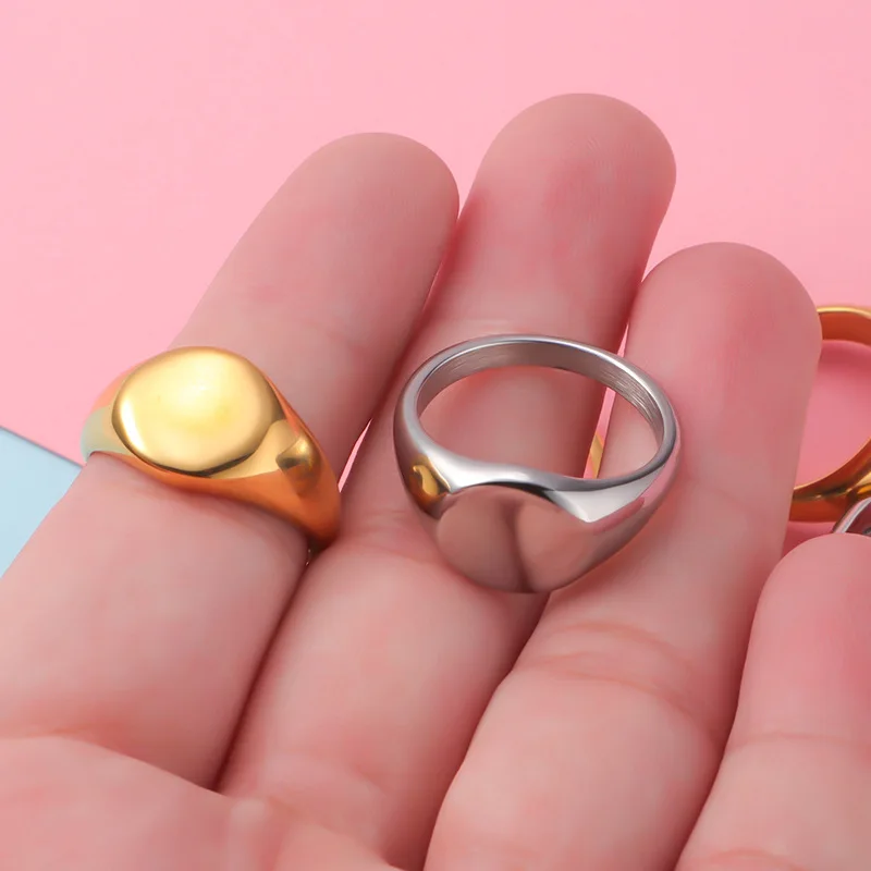 Gold Square Stainless Steel Men Signet Ring