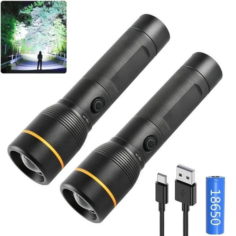 Custom zoom long range high lumens 100000 tactical Taschenlamp USB Rechargeable super bright High Power powerful led Flashlight
