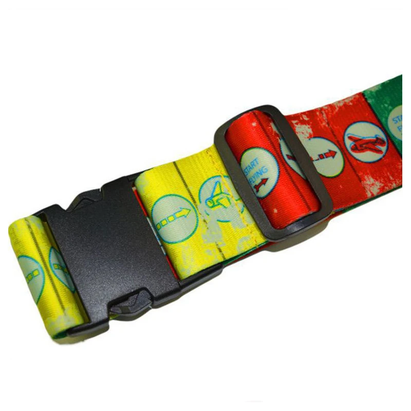 Customized Adjustable Heat Transfer Printing Polyester Luggage Safety Belt, Luggage Safety Strap