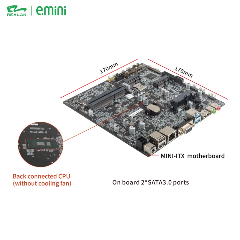 Realan mini itx lvds electronics mainboard for compact desktop industrial computer