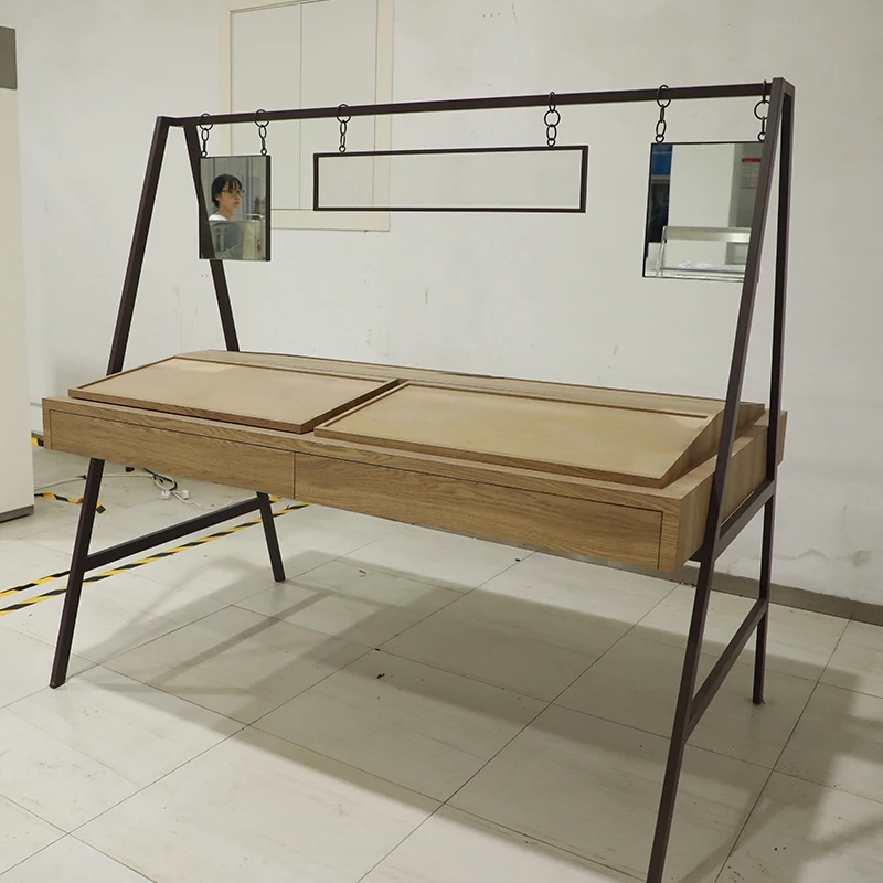 Top Seller LED Glass Counter Wood Frame Phone Smoke Shop Showcase Gondola Display Cabinet for Retail Store Display