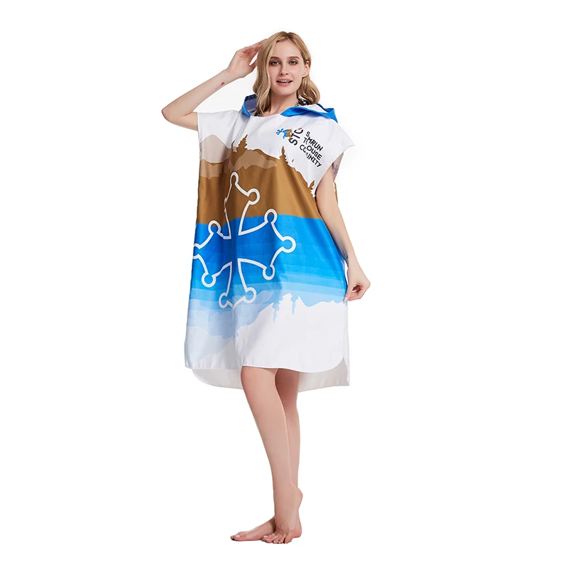 Microfiber Hooded Surfing Beach Poncho Towel Hood Quick Dry Changing Bath Wetsuit Changing Robe Towel