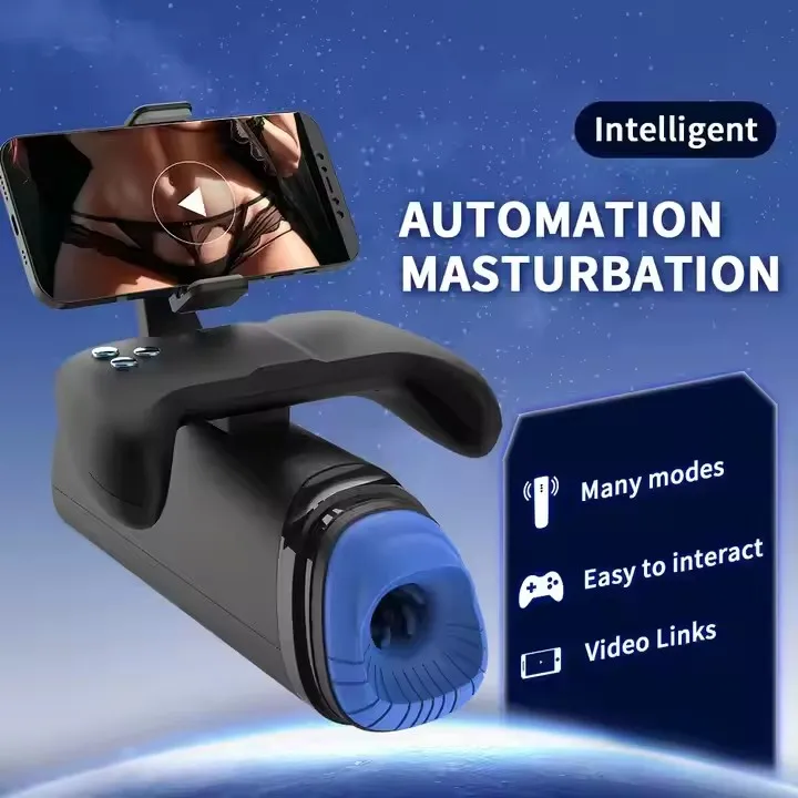 Thrust Rotation Mode Electric Double sided Handle with Phone Stand Male Masturbator Male Stroker Male Sex Machine Toy