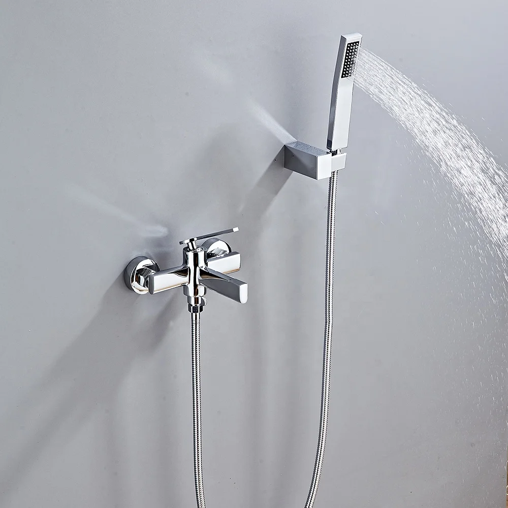 Portable Black Brass Hot And Cold Bathroom Hand Shower Head And Faucet Set Wall Mount