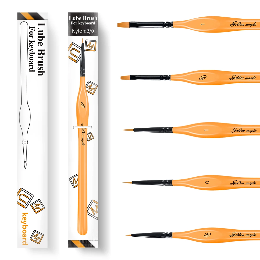 Wholesale Orange Wood Handle Round Keyboard Brushes Size 00 Flat Detail Lube Brush for Keyboard Switches