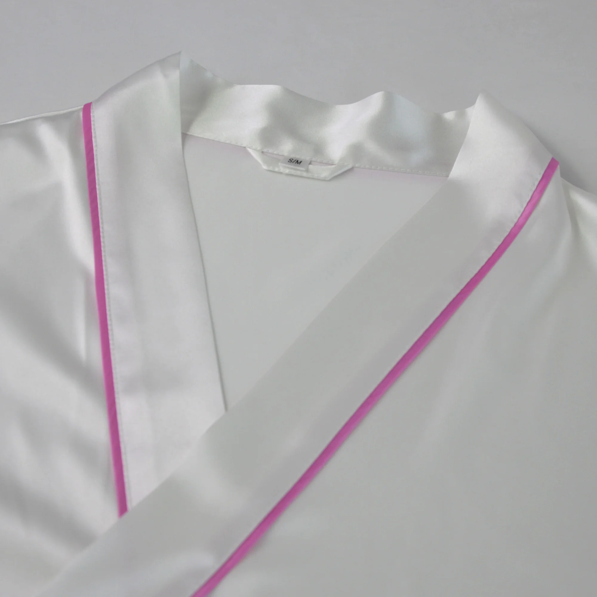 New Design Fashion Silky Nightgown Robe with Piping for Women Girl Lady Plain Piping Belted Kimono Robe Satin Bathrobe