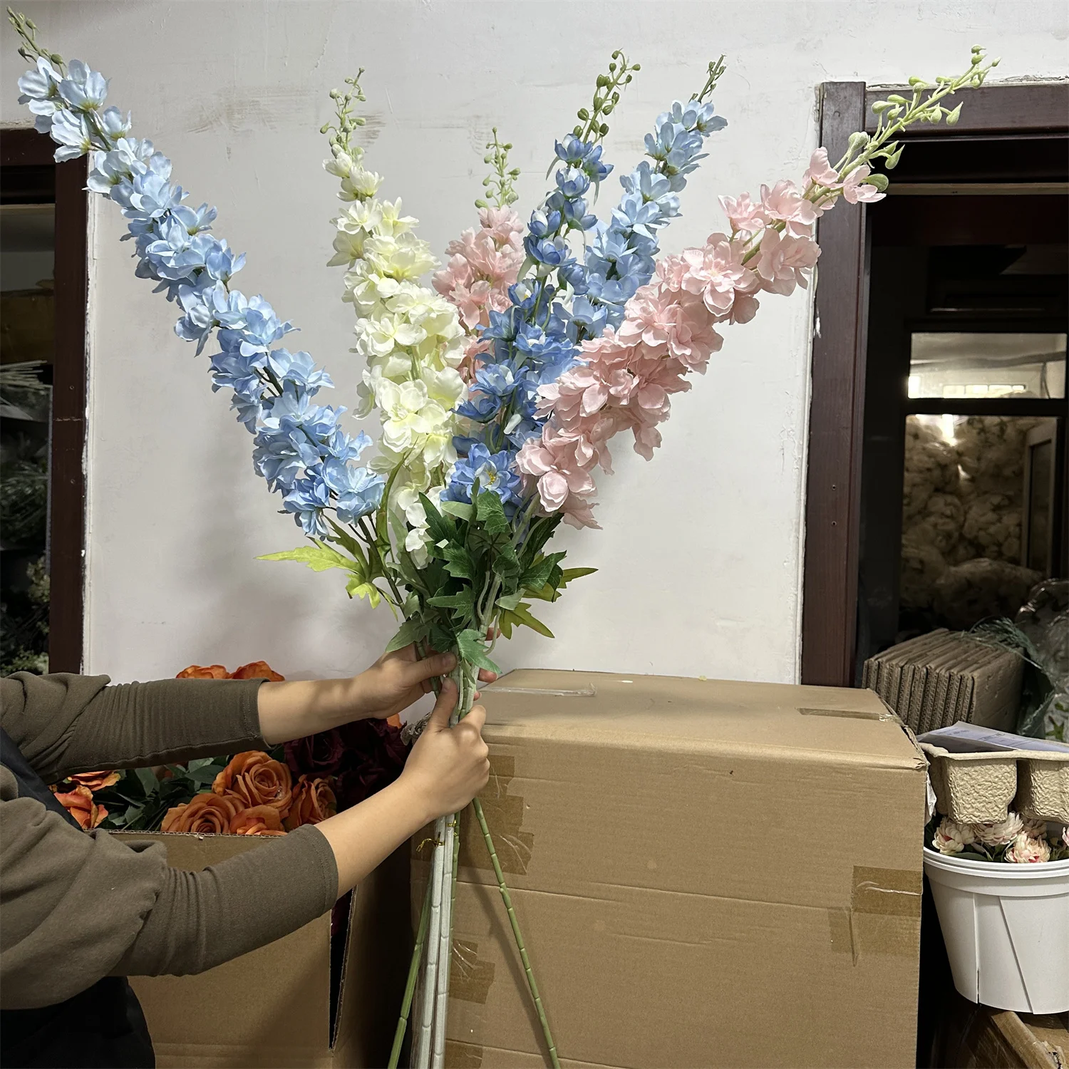 IFG Wholesale Artificial Big Delphinium Flower Arrangement for Wedding Arch Garland Decor