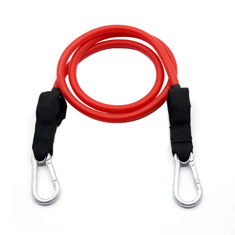 Gym Fitness Equipment Sports Exercise Latex Tube Resistance Band With Hook Elastic Resistance Tubing with Metal Carabiner