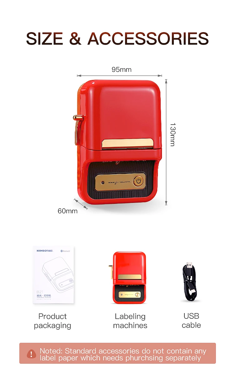Mini Printer B21 Barcode Qr Code Sticker Label Maker Portable Printer Jewelry Thermal Sticker Mini Barcode Label Printer