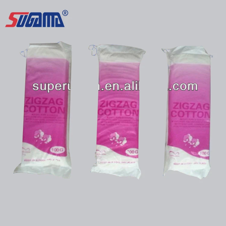 100% Cotton wool hydrophilic zig zag50g 100g 250g 500g
