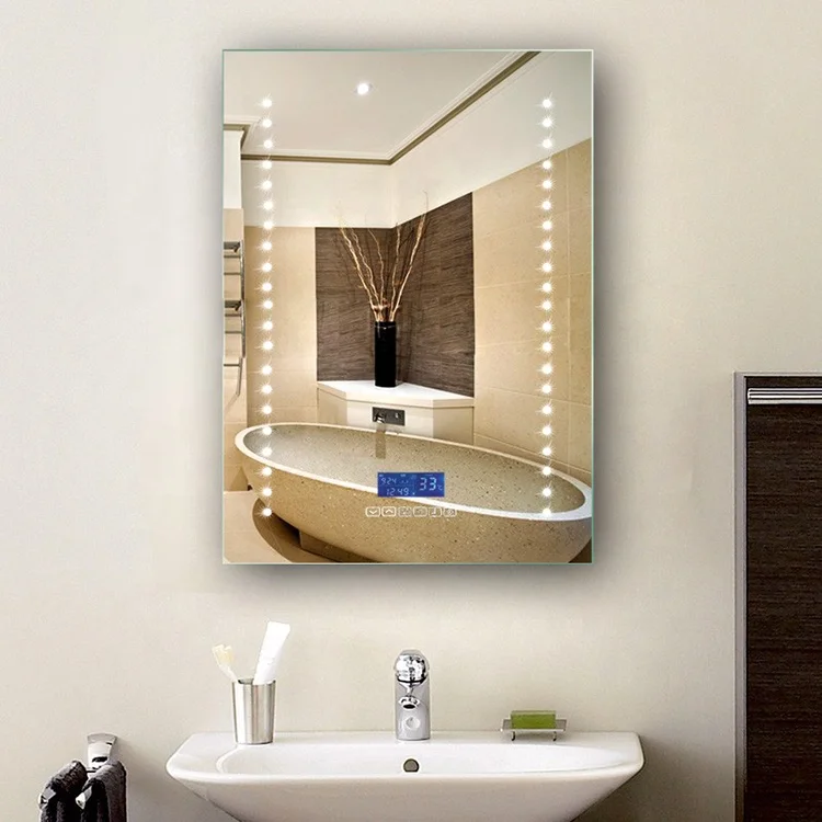 Smart LED Bathroom Mirror with blue tooth system music Speaker and temperature