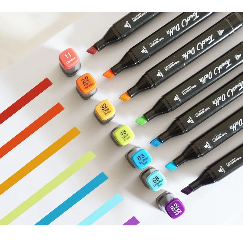 24-80 Colors Manga Brush Point Dual Tips Art Double Ended Alcohol Sketch Drawing multi colored Marker