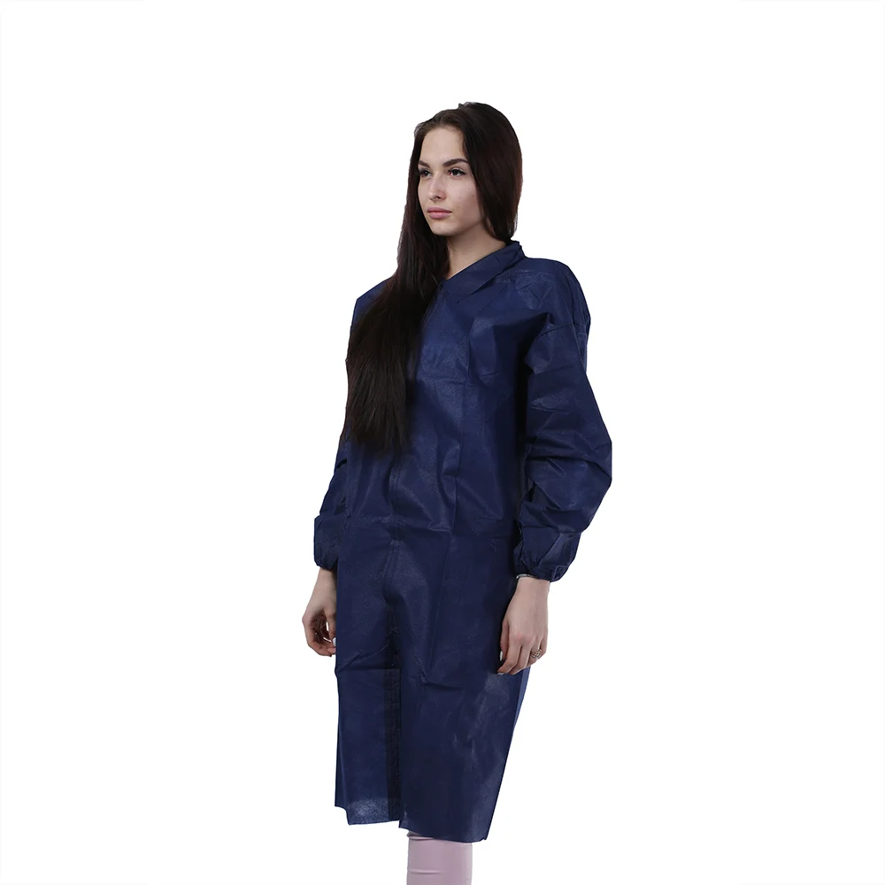 Blue White Green Purple Hospital Nursing Uniforms High Quality Polypropylene Nonwoven Disposable Unisex Lab Coat