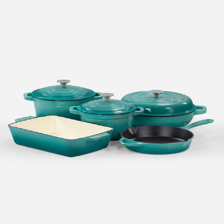 Кухонная эмалированная чугунная посуда набор из 5 предметов чугунные кастрюли премиум-класса для голландской духовки готовки