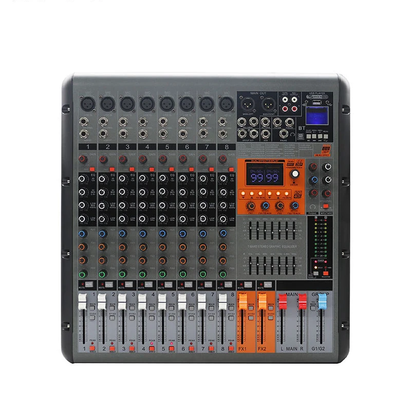 high power dual 99 dsp effects usb interface sound console mixing 650w  professional 8channel power mixer audioa amplifier audio