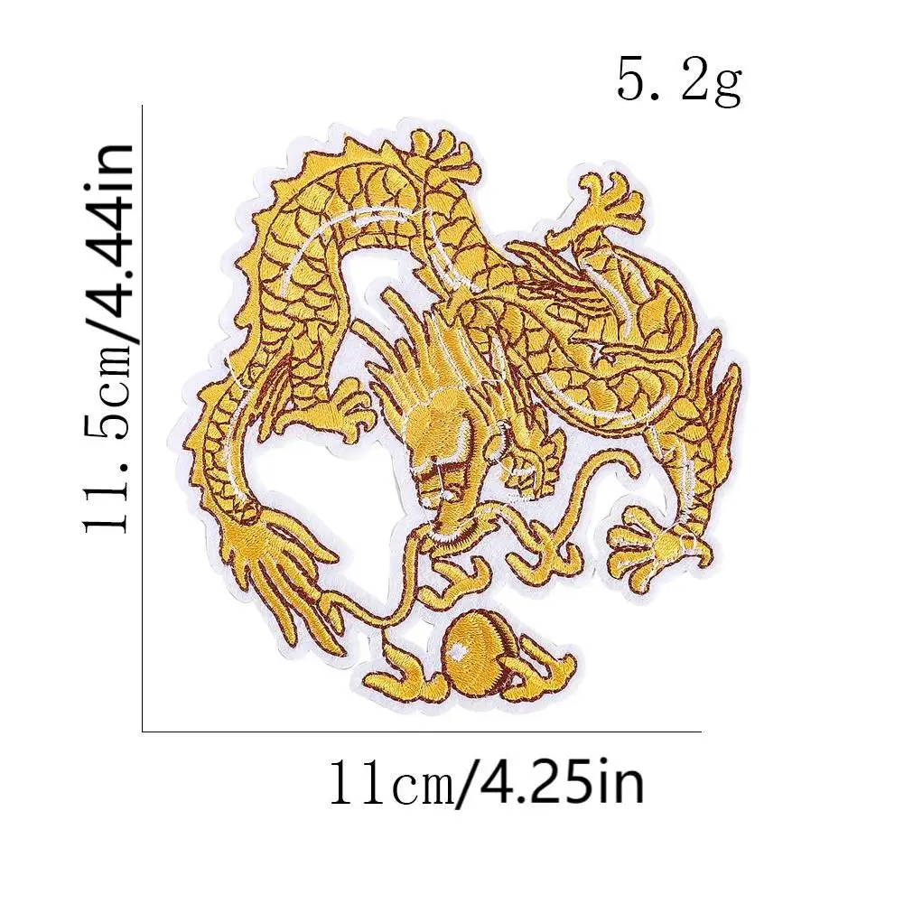 High quality Chinese style dragon frolicking with a pearl golden dragon embroidery large patches badges iron on for clothing