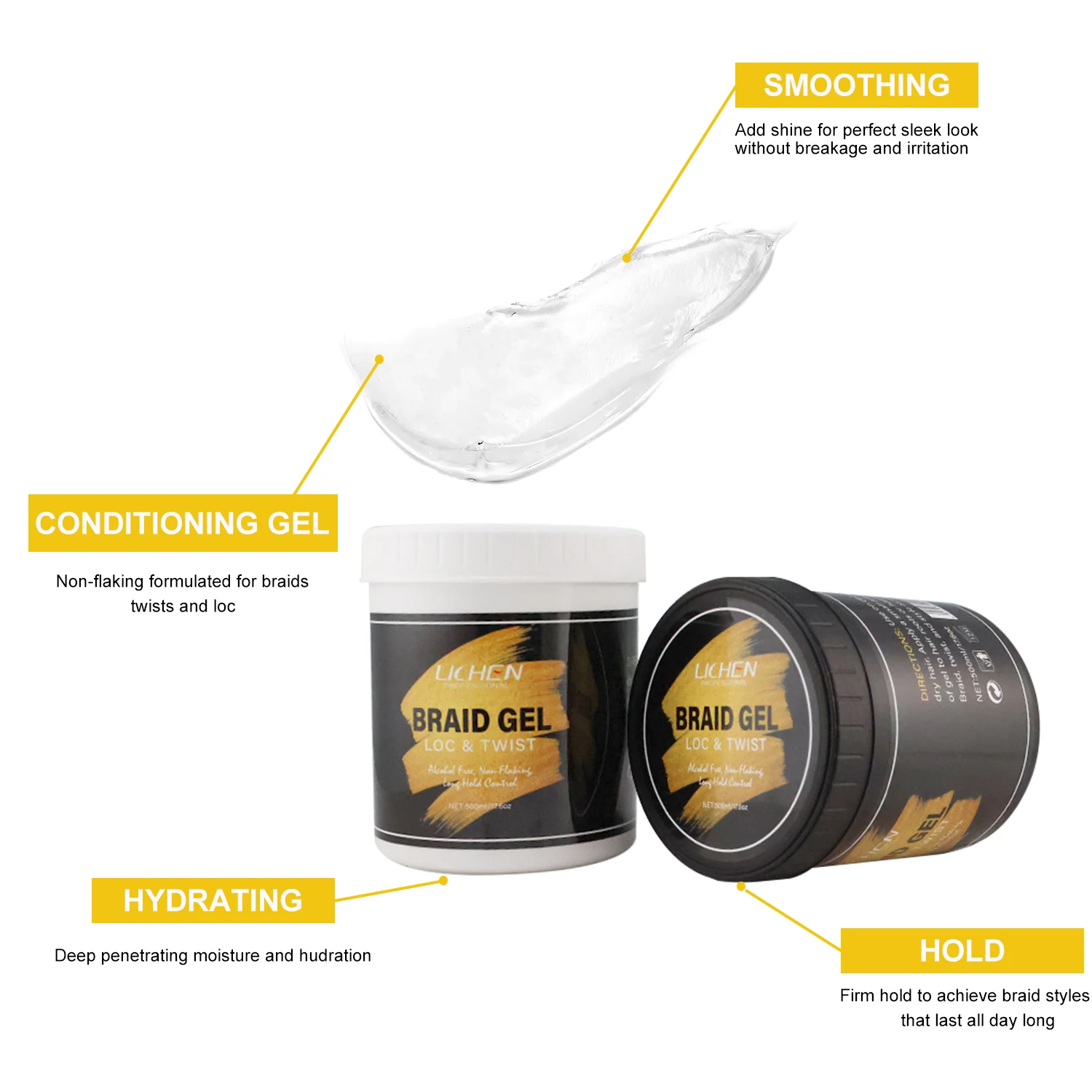 16.9 oz extreme hold own label locs gel private label non flaking long lasting hair braiding gel extra hold