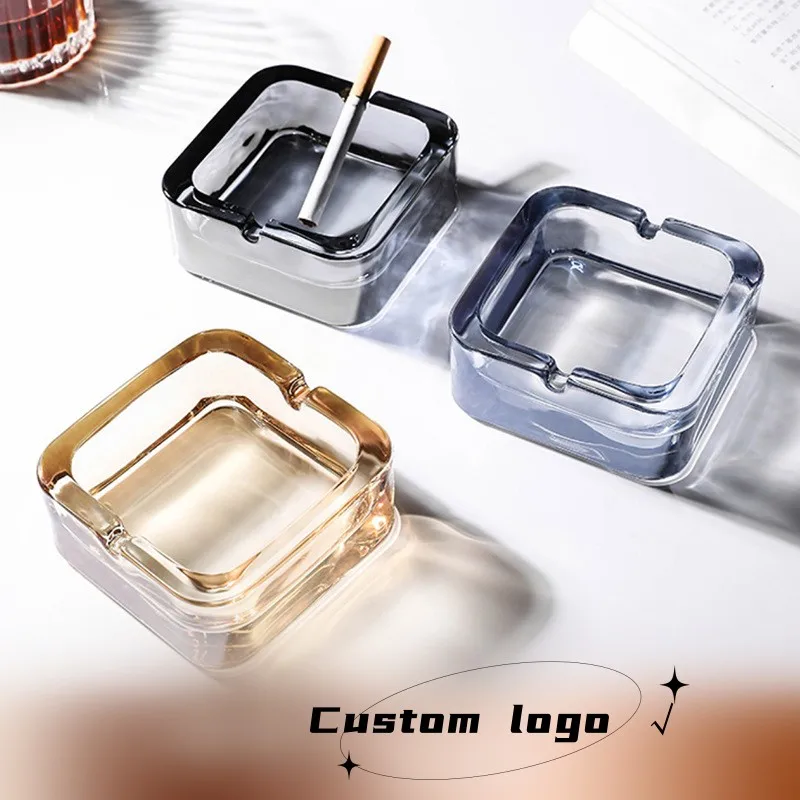 wholesale cheap price square glass ashtray crystal custom logo ashtray for smoking