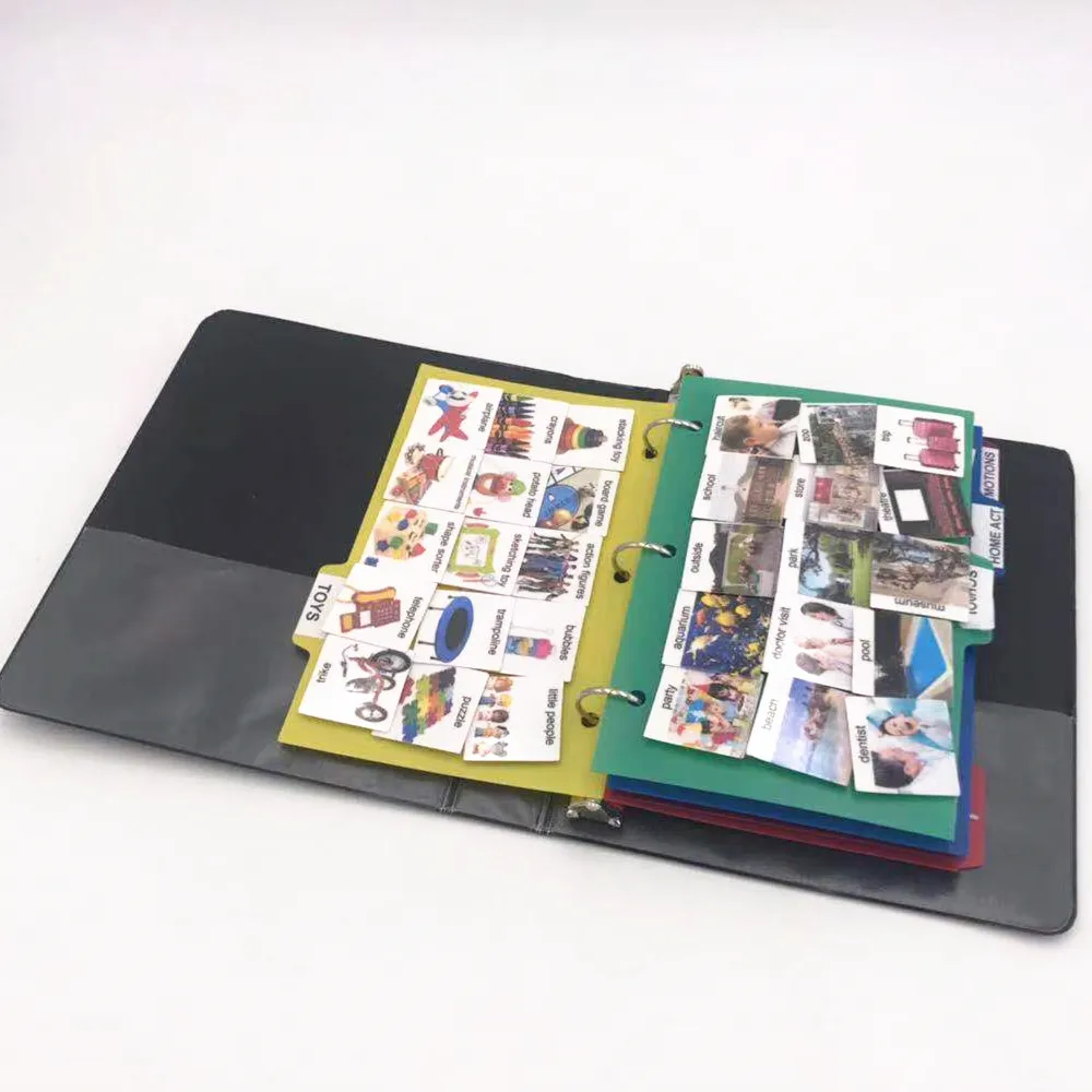 
Hand Made Autism Language Coloring Book Pictures Cards Plastic Binder Book 