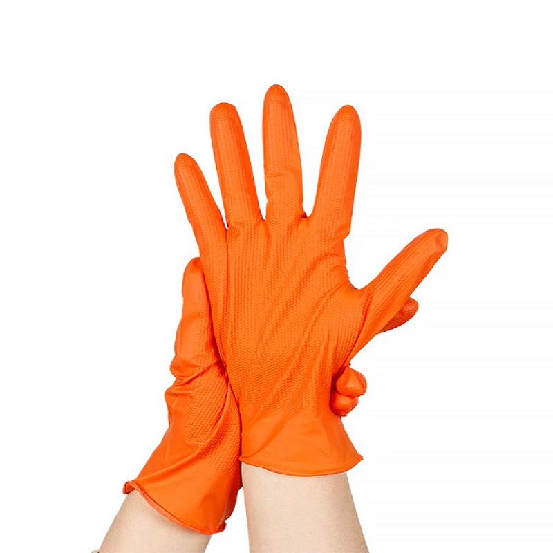 C57 Diamond Synthetic Yellow Nitrile Gloves Yellow  Food Grade 9 mil Orange Nitrile Gloves