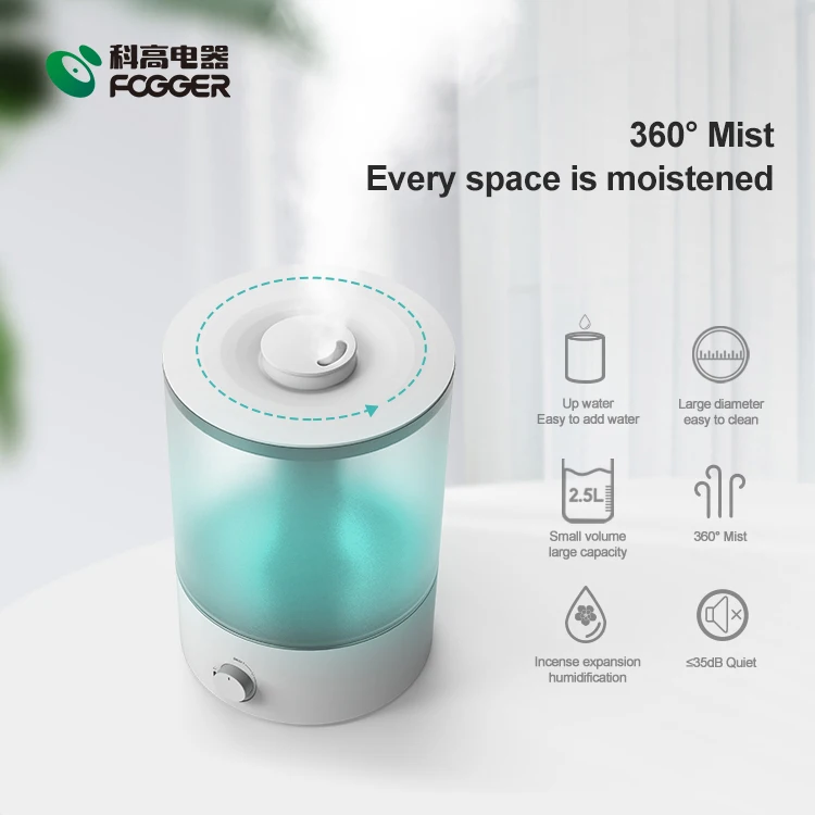 2.5L Ultrasonic Cool Mist Humidifier Easy to Clean for Home Office,26dB Quiet Humidifier aut shut-off