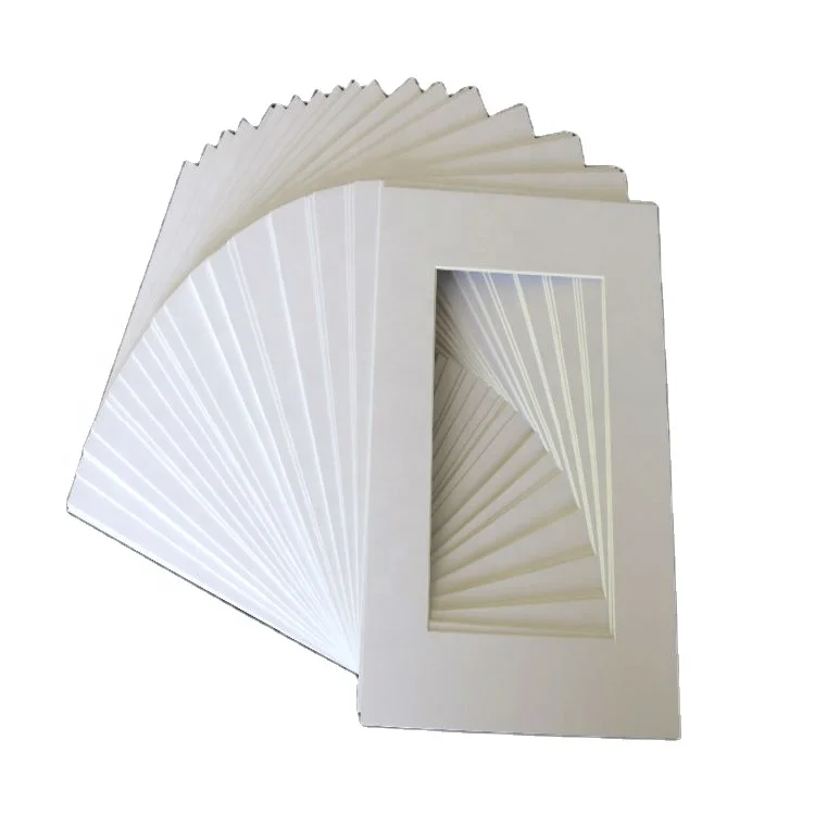 Hot selling 1.5mm white core precut paper photo frame mounts with 1.0mm white backing board