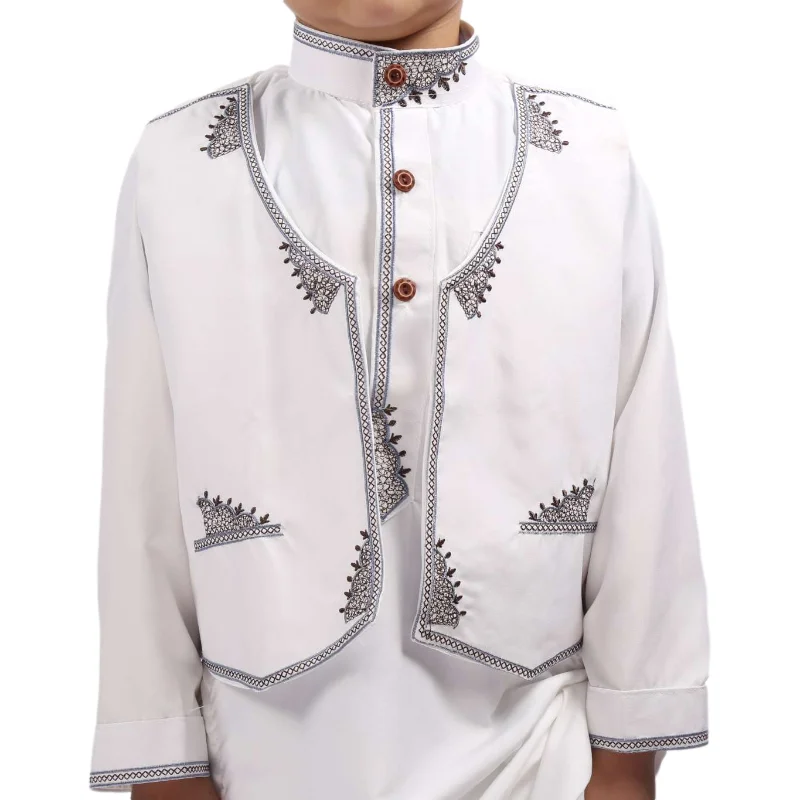 New Design wholesale price Muslim Children Dress 2 pcs Thobe For Boy