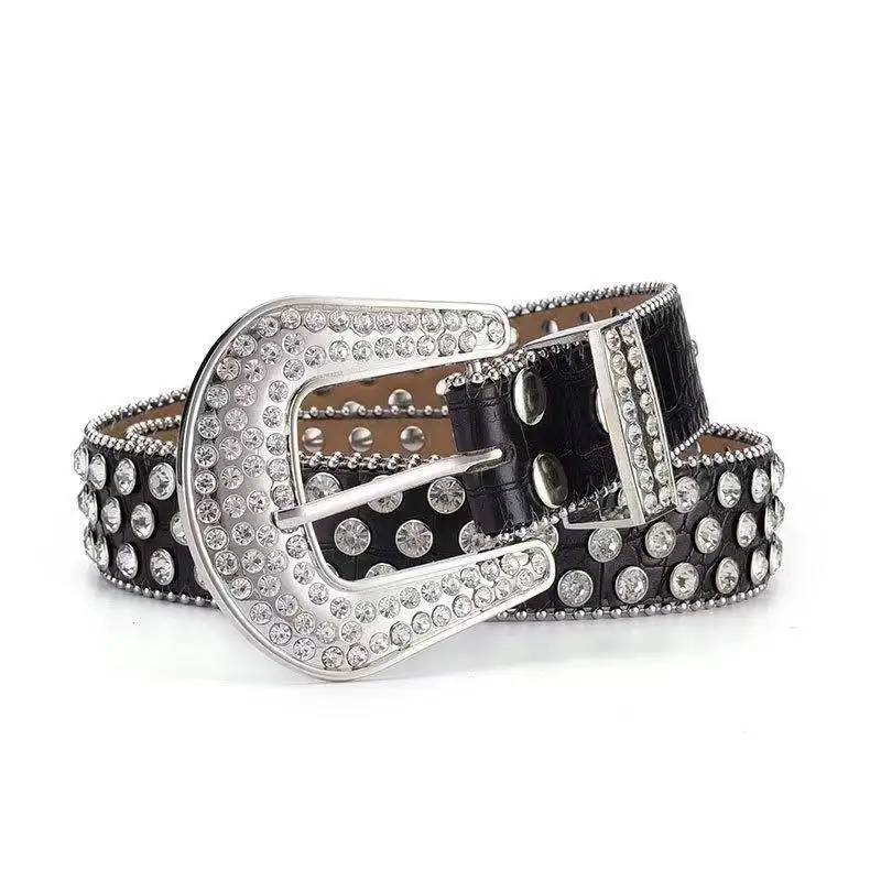 Западный Redeo, ковбойский пояс Cowgirl со стразами, украшенный белыми стразами в стиле панк