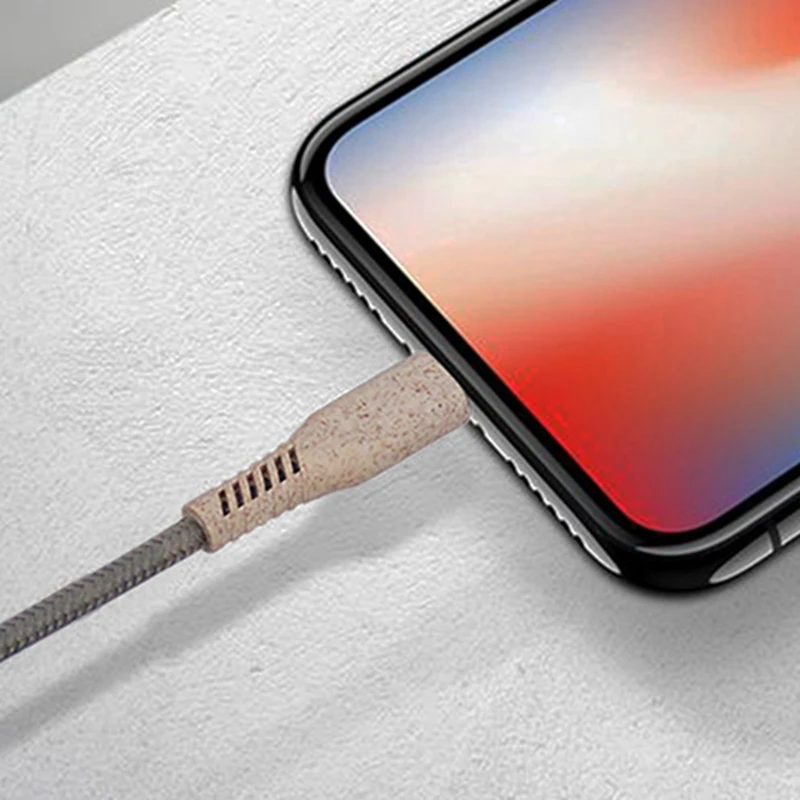 
Eco-friendly materials Wheat Straw Biodegradable USB Cable for Mobile Phone Charger 