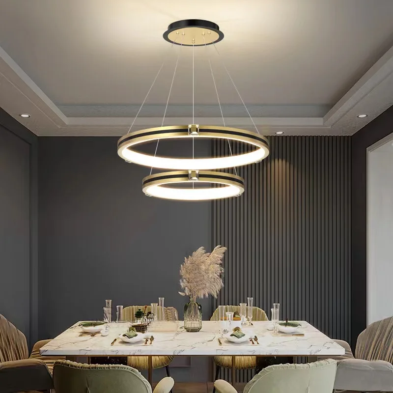 Hot Selling Indoor Hotel Living Room Stylish Simplicity Round Chandelier Circular Acrylic Led Lighting Ceiling Lamp