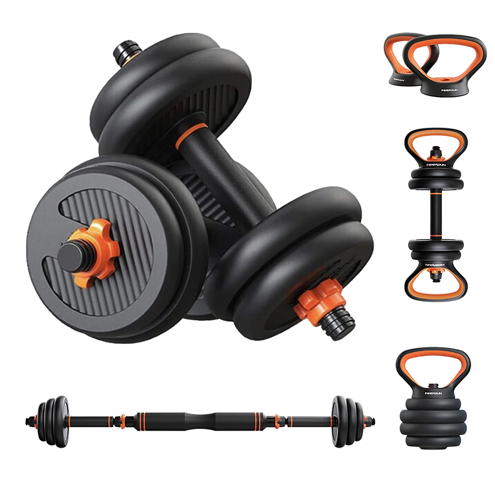 
FED Adjustable Dumbbell 10kg 20kg 30kg 40kg Free Weights For Home Gym Dumbbell Fitness With Barbell Kettlebell and Push Up Bars 
