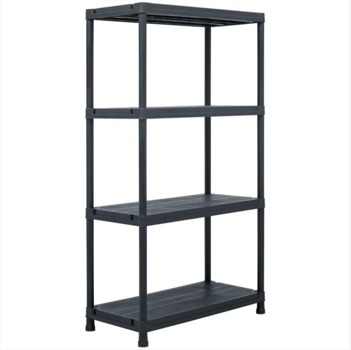 Assembly Adjustable Height Floor Standing Lightweight Stackable Plastic Kitchen Storage Racks Garage Boltless Rack