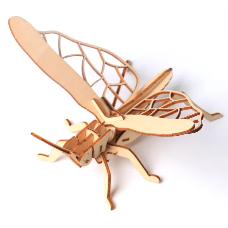 Hot Selling High Quality 3 D Innovative Cute Wooden Puzzle and Educational diy toys  Insects Shape Toys for Kids