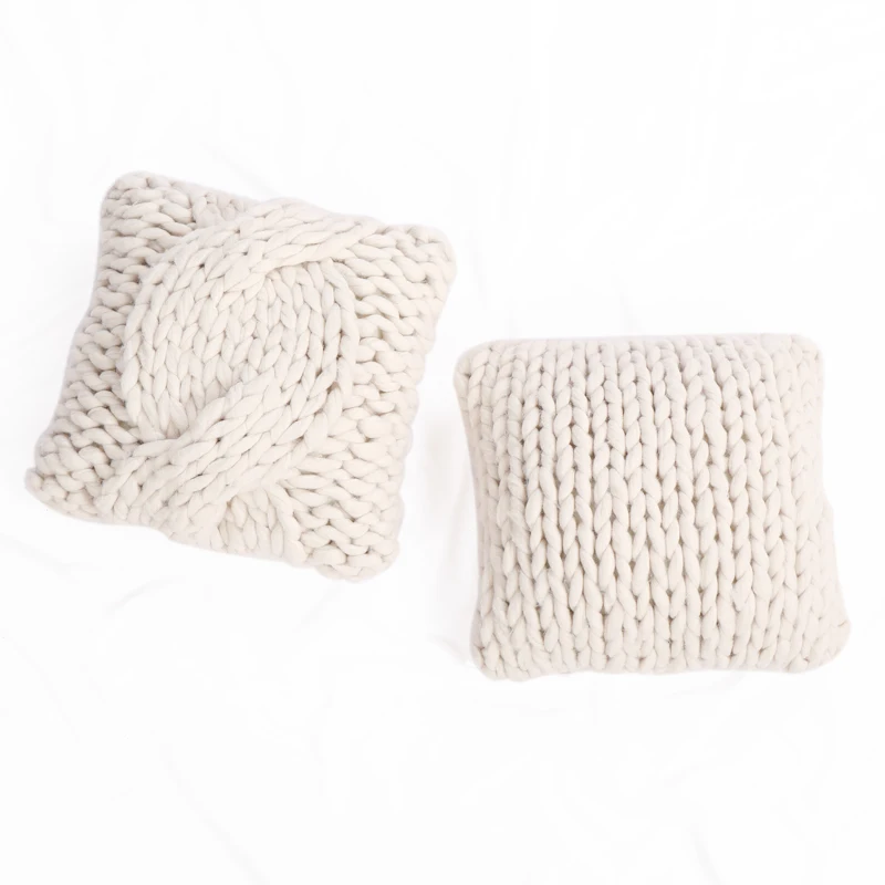 Living Room Custom Cable Jumbo Knitted Cushion Throw Pillow Cover for Living Room Decorative
