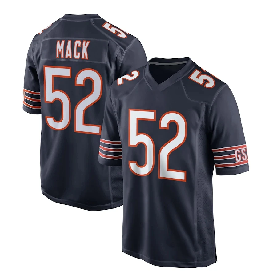 Chicago City Stitched Bear s Navy Team Uniform Men American Football Jersey  #52 Khalil #10 Trubisky 34 Payton
