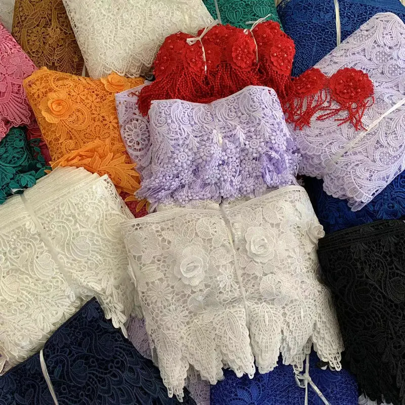 Wholesale custom water soluble polyester Lace embroidery for Border Lace