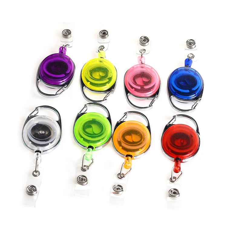 
QORI customized oval plastic badge holder id card badge holder retractable key reel with hook 