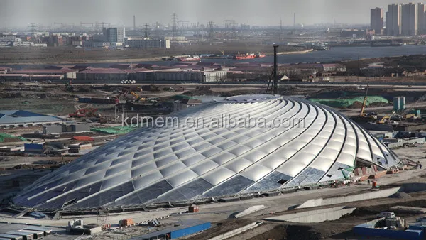 
roof adopt ETFE air pillow membrane structure steel structure building shopping mall cover 