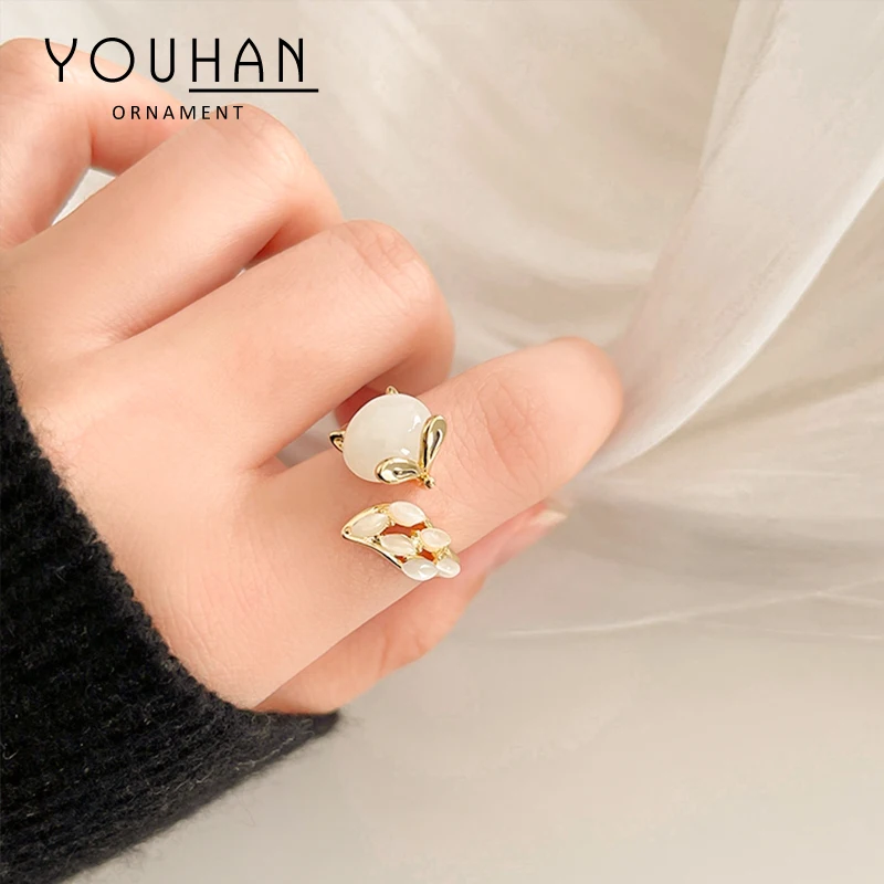 JZ10295 Fashion trendy gold plated women jewelry opal fox open adjustable