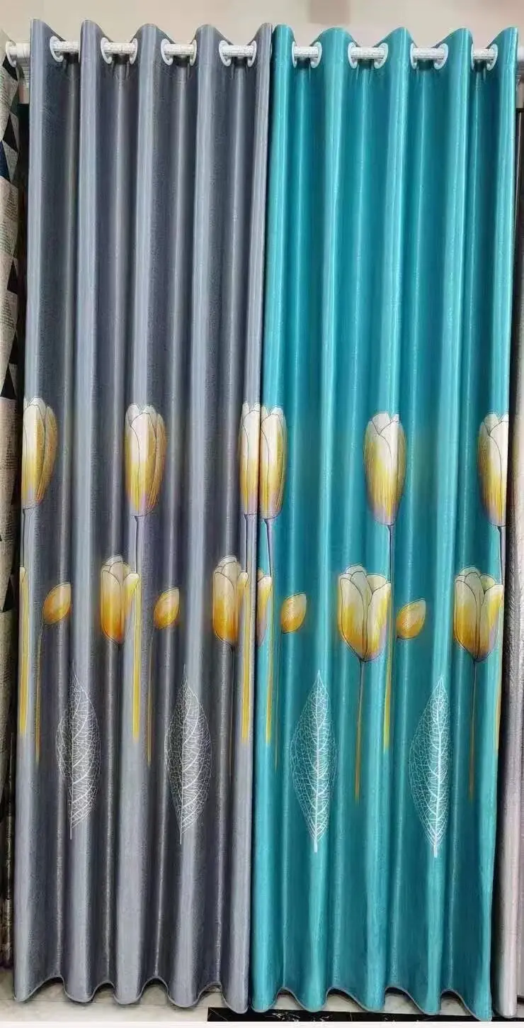 Hot Sell 3D Flower Printed Luxury Curtain Sets