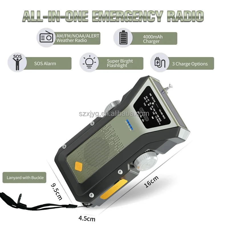 OEM factory price 4000mAh Emergency Radio solar Hand Crank Disaster Multi am fm VHF radio