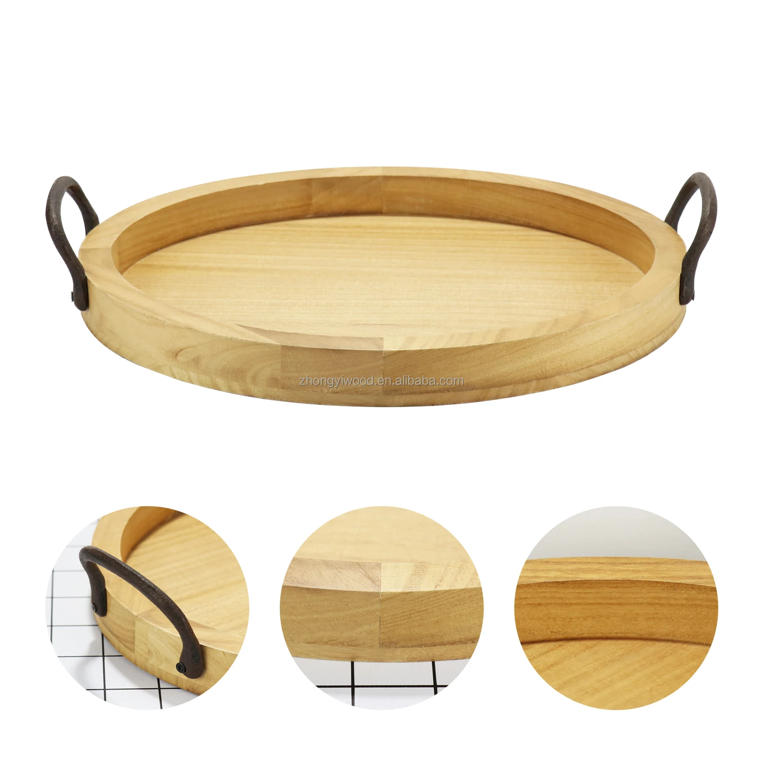 Customized Serving Tray with Handles, Food Stackable Wooden Tray, Rectangular Wooden Baking Tray Food Container for Home Office