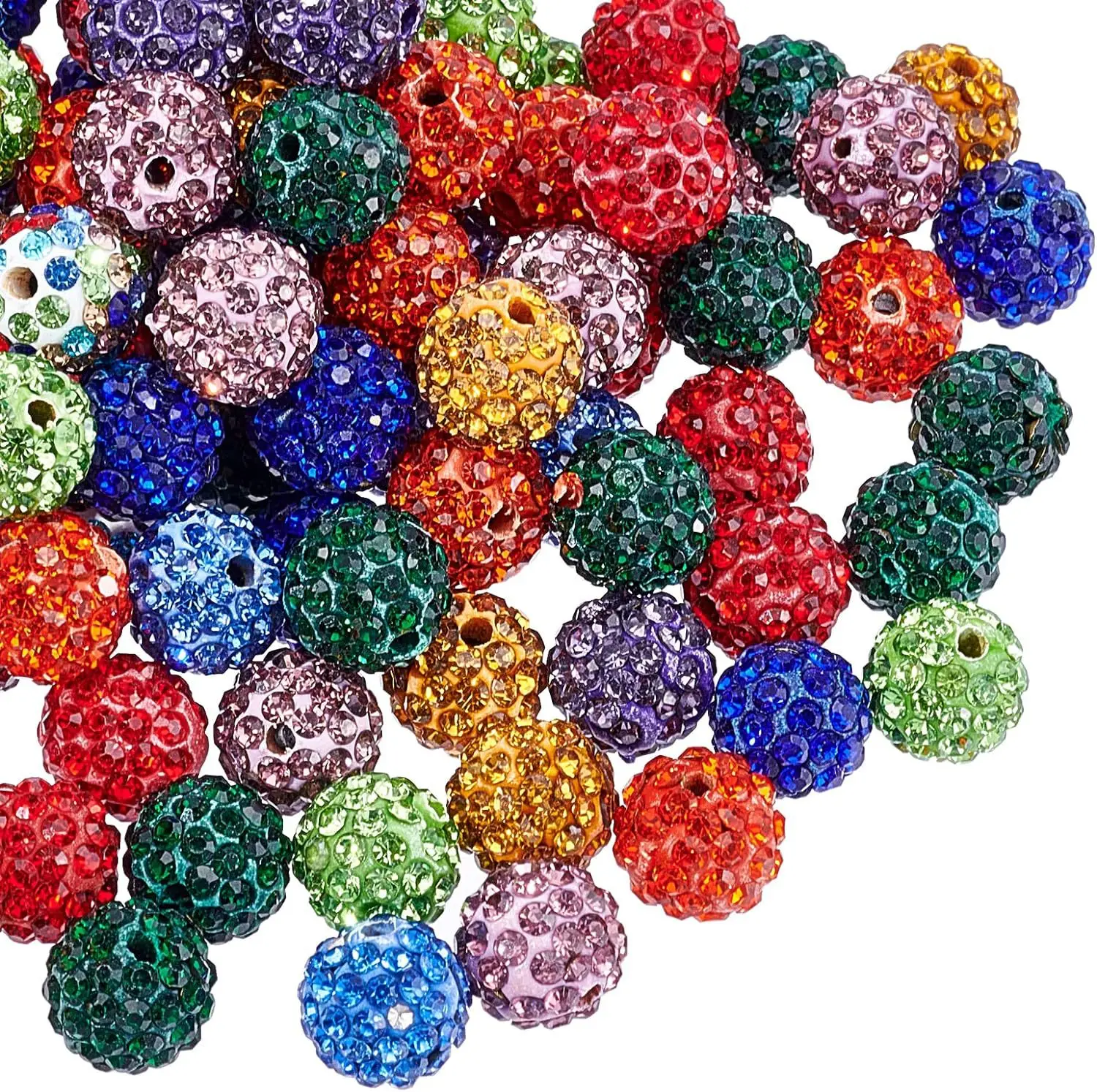 10mm Round Chunky Resin Rhinestone Beads Polymer clay balls inlaid with crystals Shambhala beads For Pen Jewelry Making Bracelet